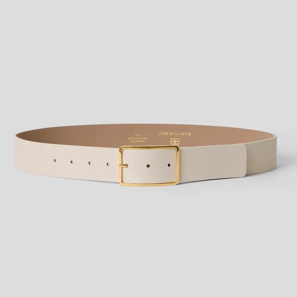 B-Low the Belt Milla Leather Belt White Gold Rectangular Buckle Women\'s LARGE